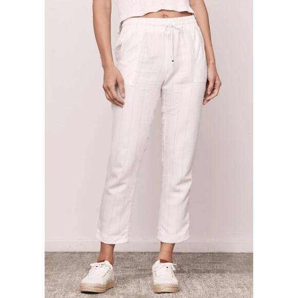 DAVID LERNER Pants - NEW DAVID LERNER pinstripe kennedy jogger in white